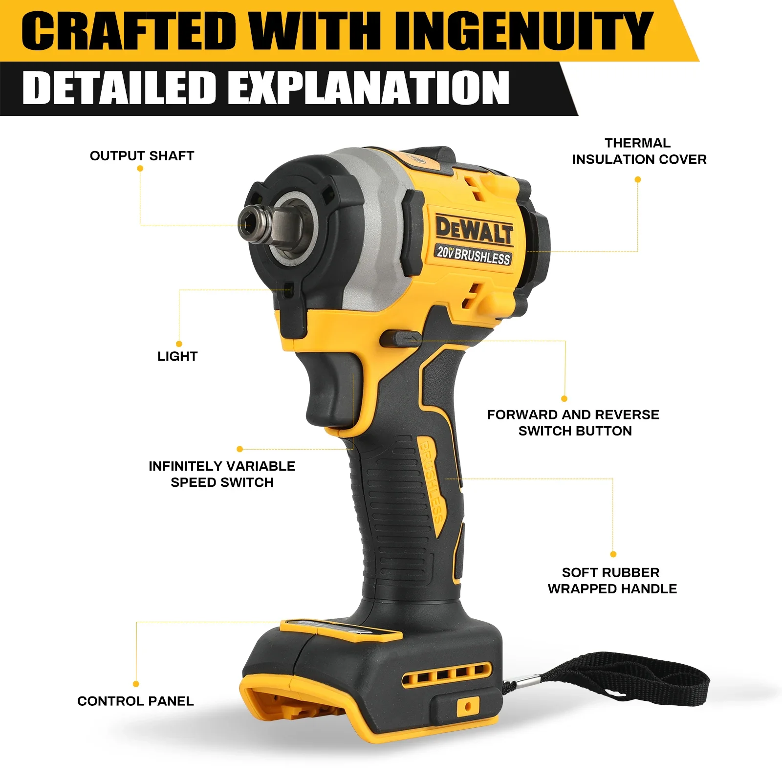 Brushless Impact Wrench 20V - Do klucza udarowego DEWALT DCF850 20V