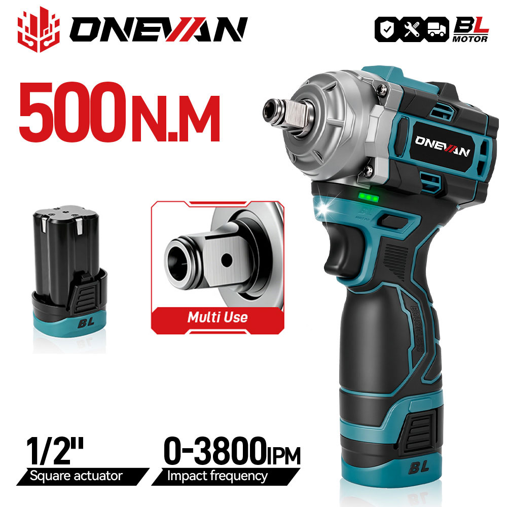 Electric Impact Wrench 800Nm - ONEVAN 500N.M Bezszczotkowy Elektryczny Klucz Udarowy
