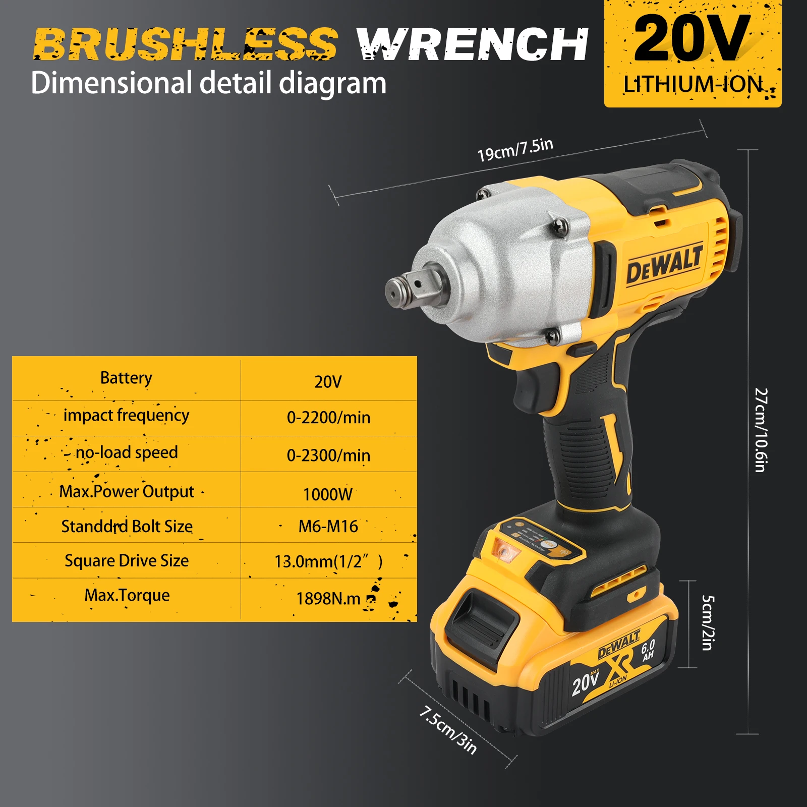 Impact Wrench Hog Ring Anvil - DEWALT DCF900B 20V MAX Bezprzewodowy Klucz