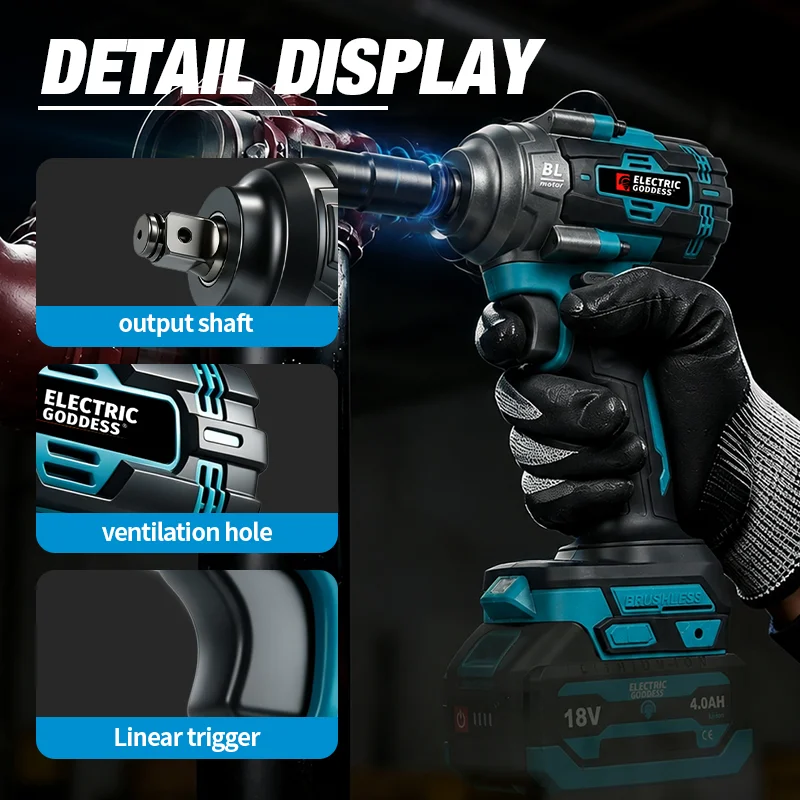 Electric Impact Wrench 800Nm - Elektryczny klucz udarowy bezszczotkowy Electric Goddess