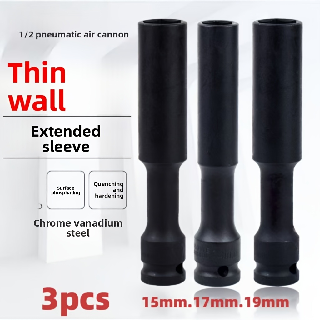 Impact Wrench Socket Set Deep - 1/3 szt. Zestaw przedłużonych cienkościennej nasadek