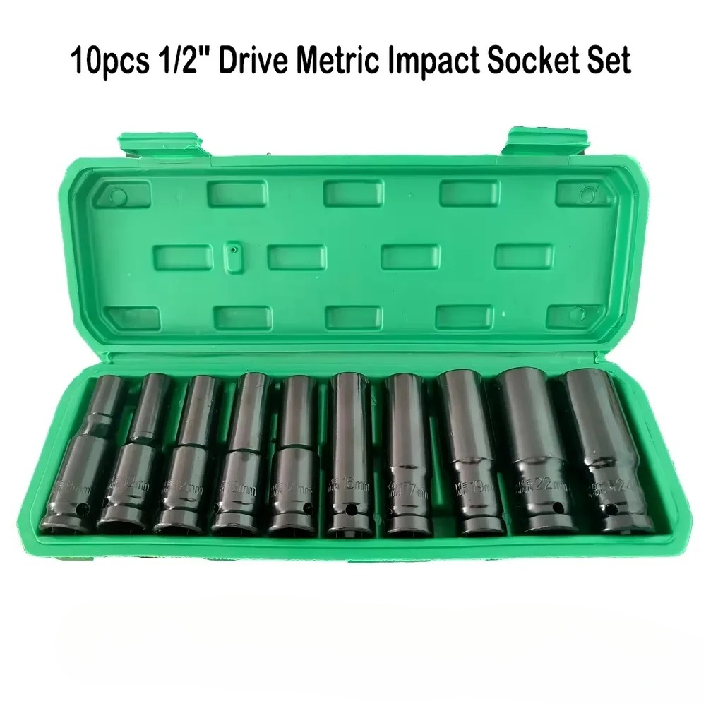 Impact Wrench Socket Set Deep - Zestaw 10 szt. nasadek udarowych metrycznych