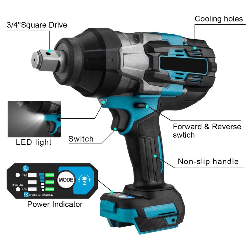 3100N.M Bezszczotkowy elektryc – Impact Wrench Digital Torque recenzja i cena