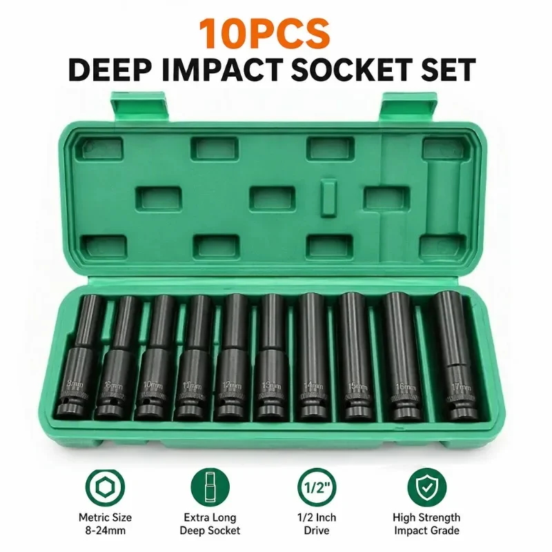 10-częściowy zestaw nasadek gł – Impact Wrench Socket Set Deep recenzja i cena