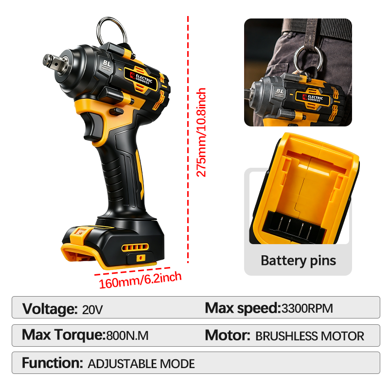 Bezszczotkowy klucz udarowy 80 – Electric Impact Wrench 800Nm recenzja i cena