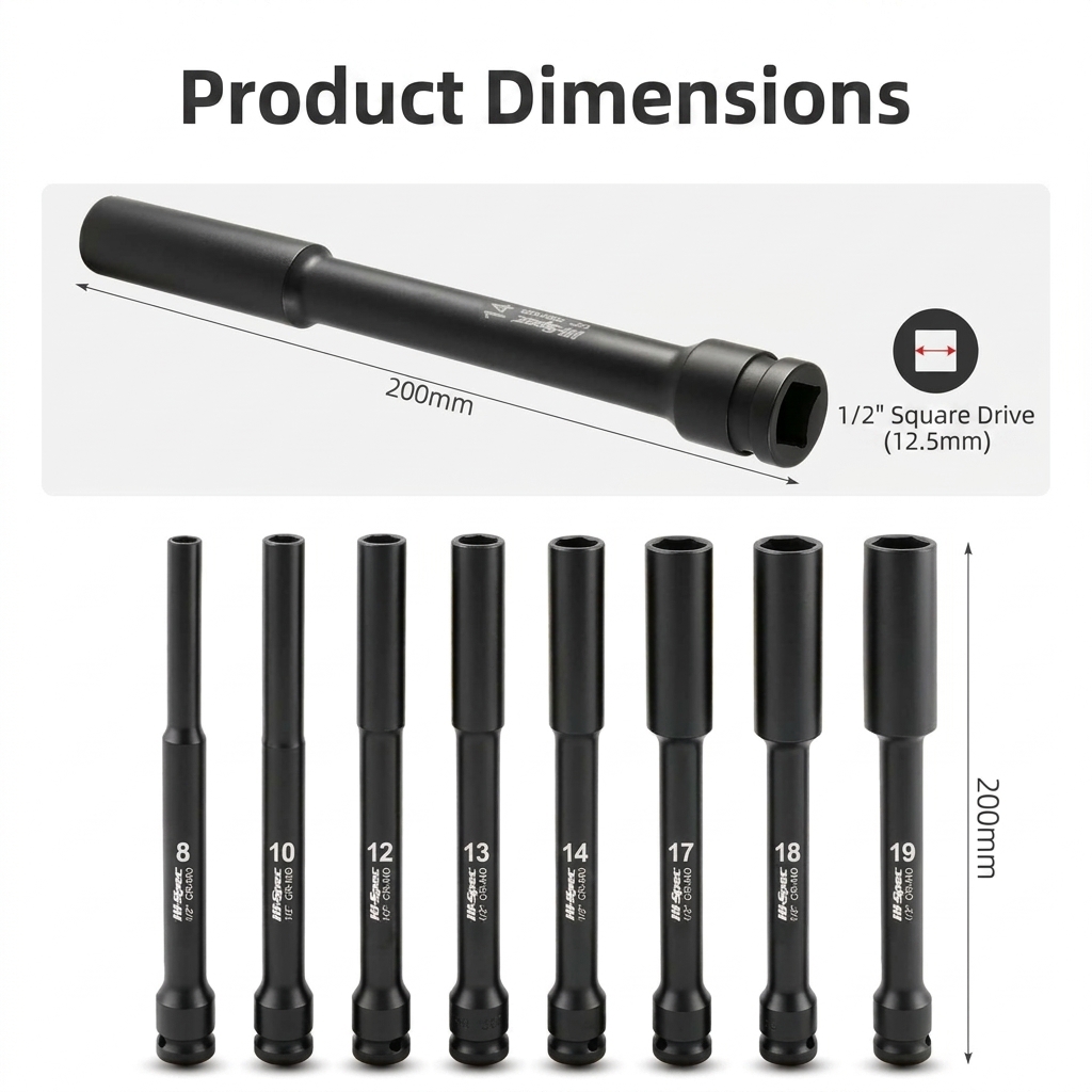 Zestaw bardzo długich nasadek  – Impact Wrench Socket Set Deep recenzja i cena