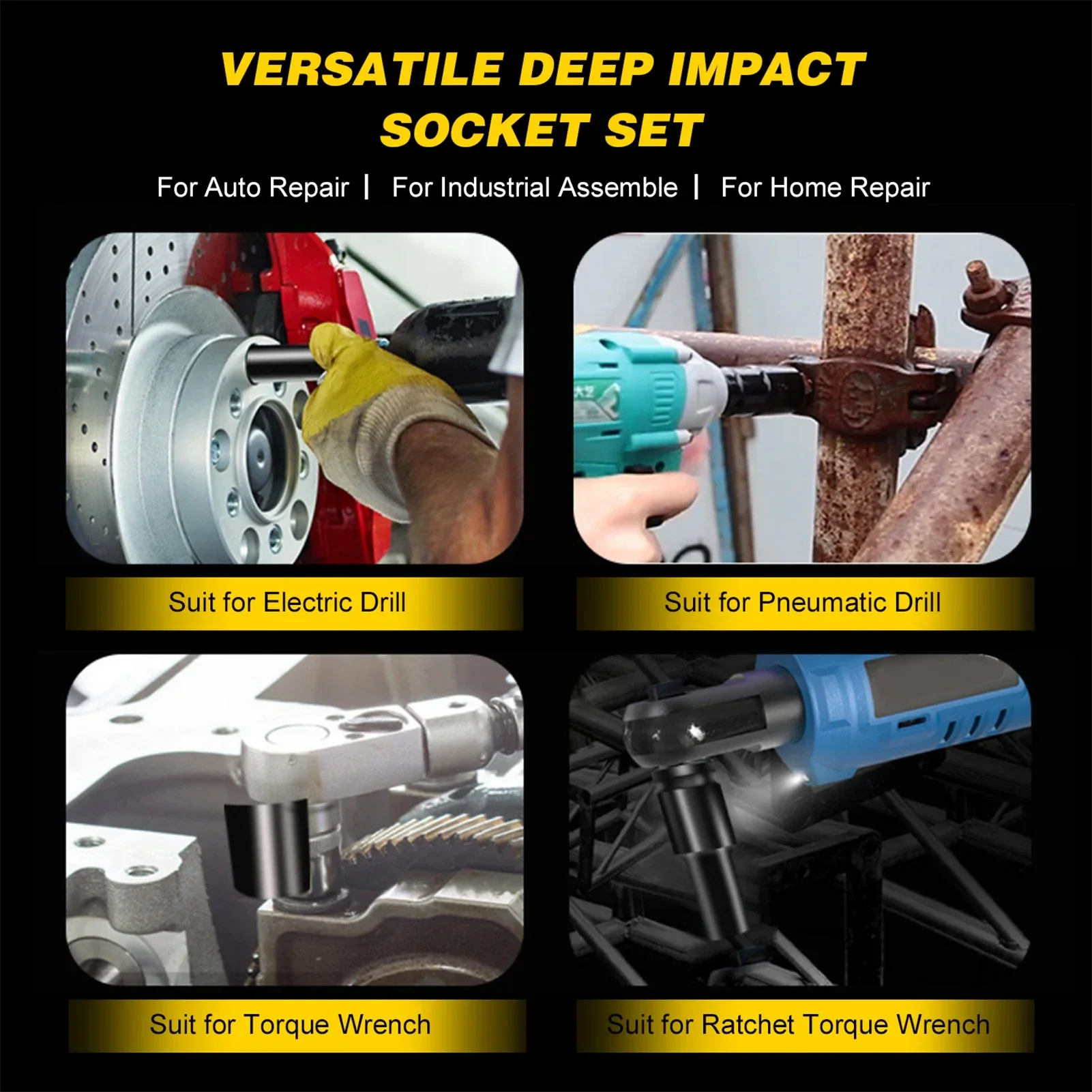 10-częściowy zestaw nasadek gł – Impact Wrench Socket Set Deep recenzja i cena