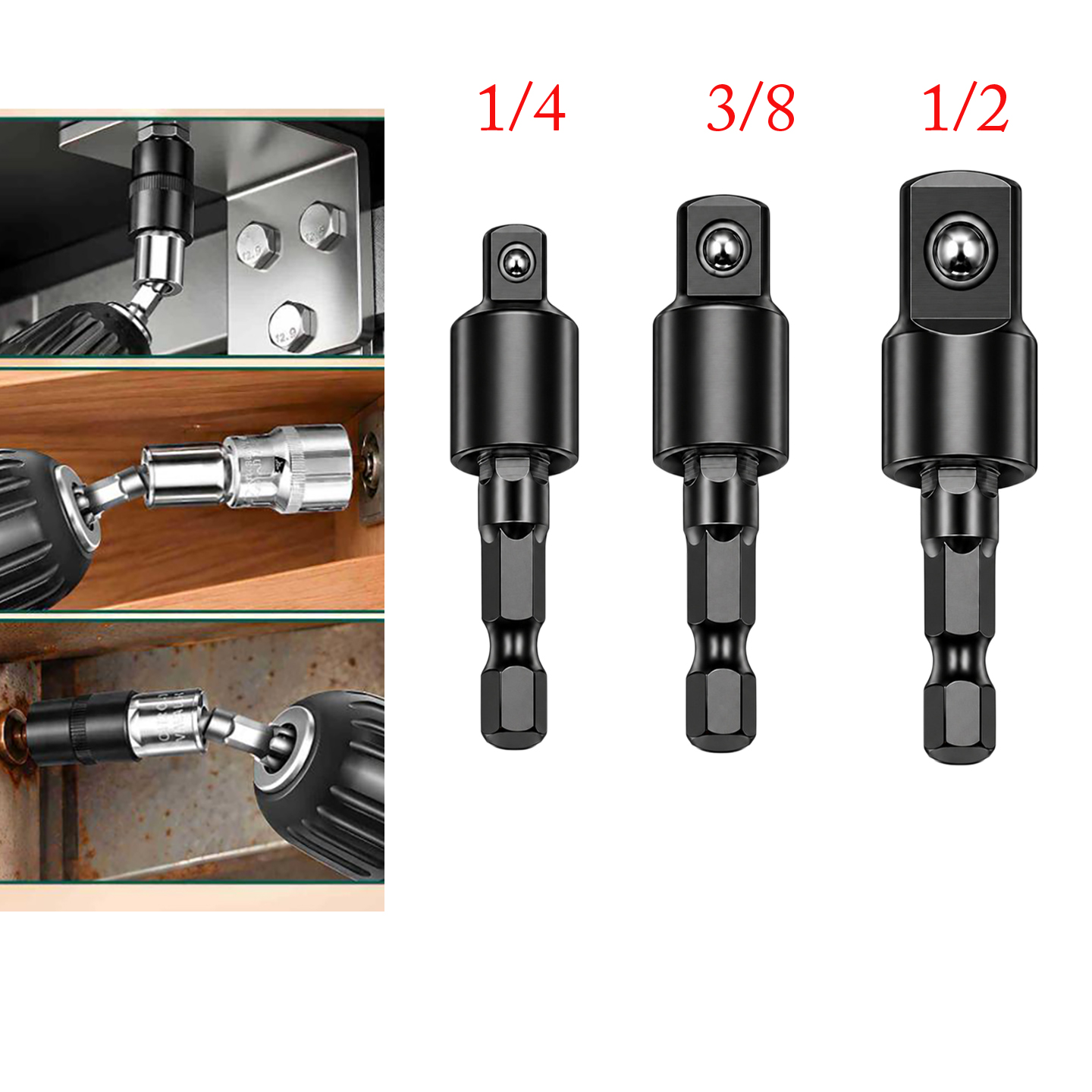 Zestaw 3 adapterów do gniazda, – Impact Wrench Extension Bar Set recenzja i cena