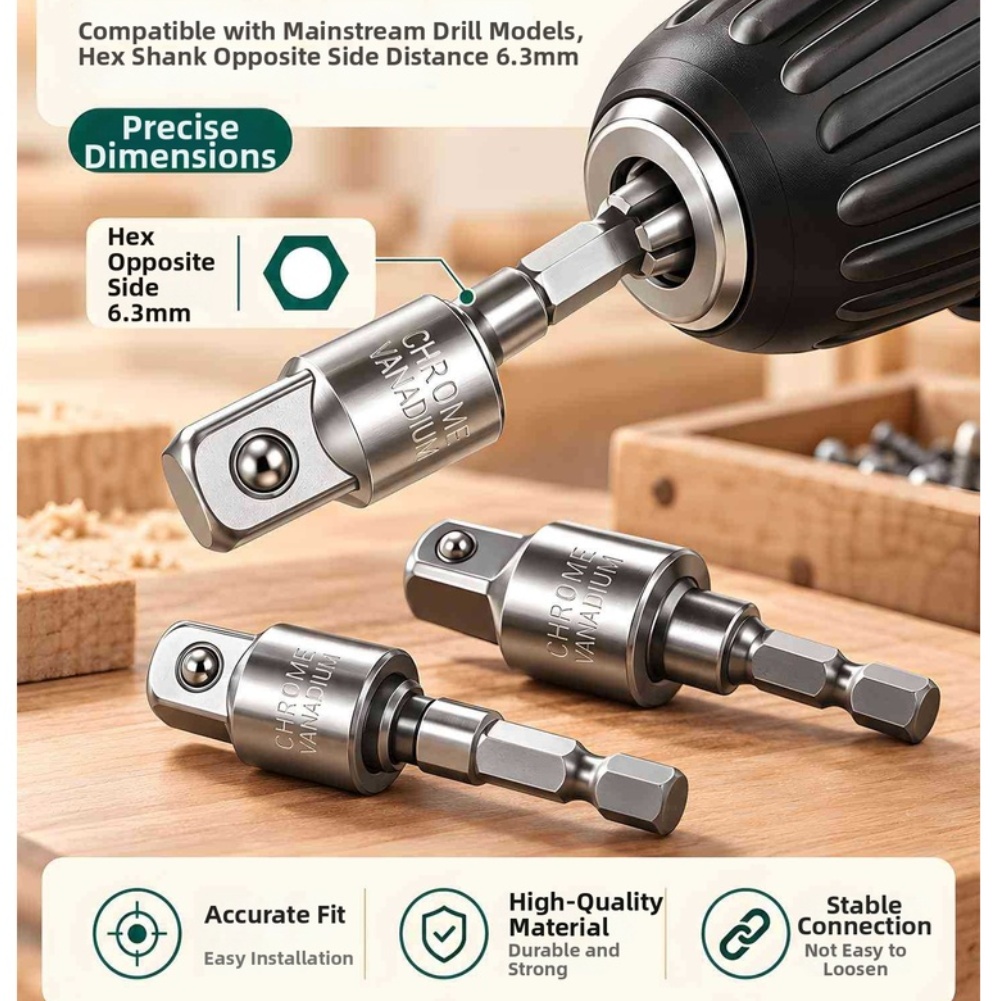 Zestaw 3 adapterów do gniazda, – Impact Wrench Extension Bar Set recenzja i cena