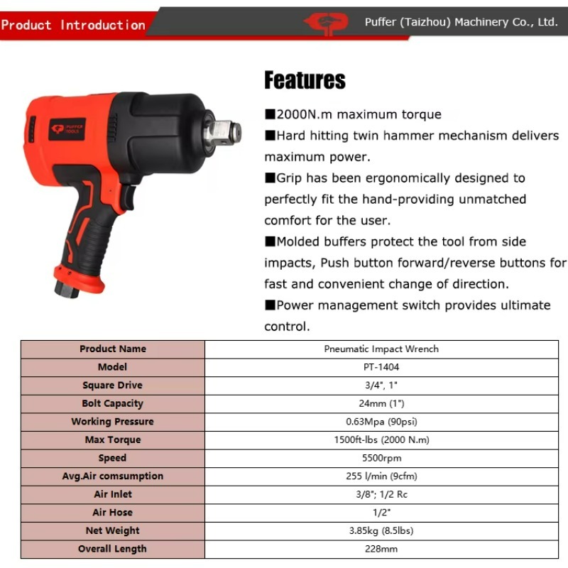 PT-1404K – najlepszy pneumatyc – Impact Wrench 3/4 Inch High Torque recenzja i cena
