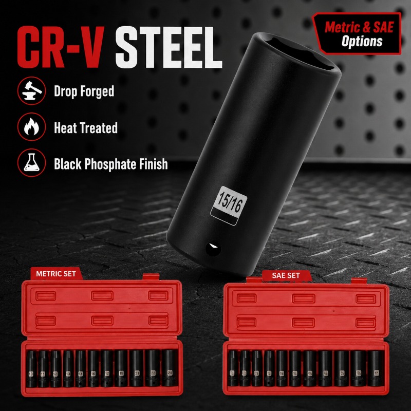 11-częściowy zestaw nasadek ud – Impact Wrench Socket Set Deep recenzja i cena