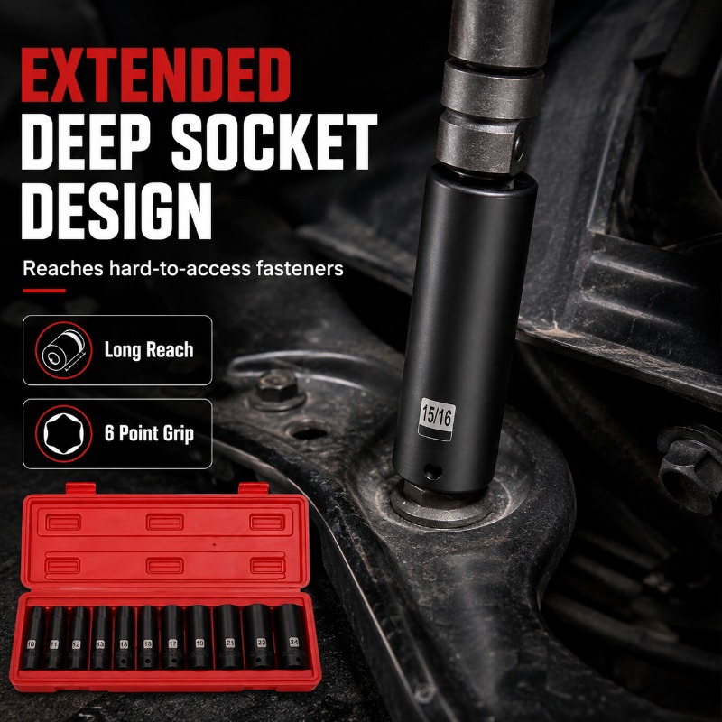 11-częściowy zestaw nasadek ud – Impact Wrench Socket Set Deep recenzja i cena