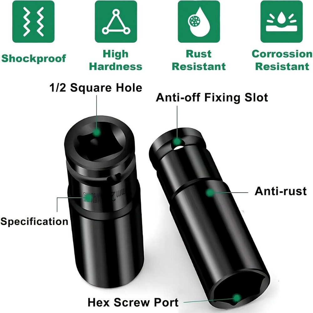 Zestaw nasadek udarowych 6-kąt – Impact Wrench Socket Set Deep recenzja i cena