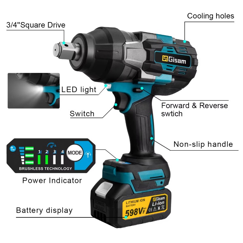 【Smart】 Klucz udarowy bezszczo – Impact Wrench 3/4 Inch High Torque recenzja i cena