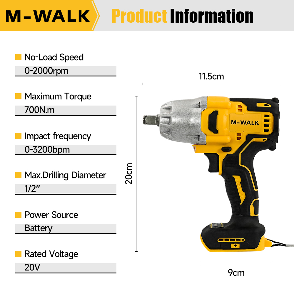 M-WALK 700N.M Bezszczotkowy El – Impact Wrench Digital Torque recenzja i cena