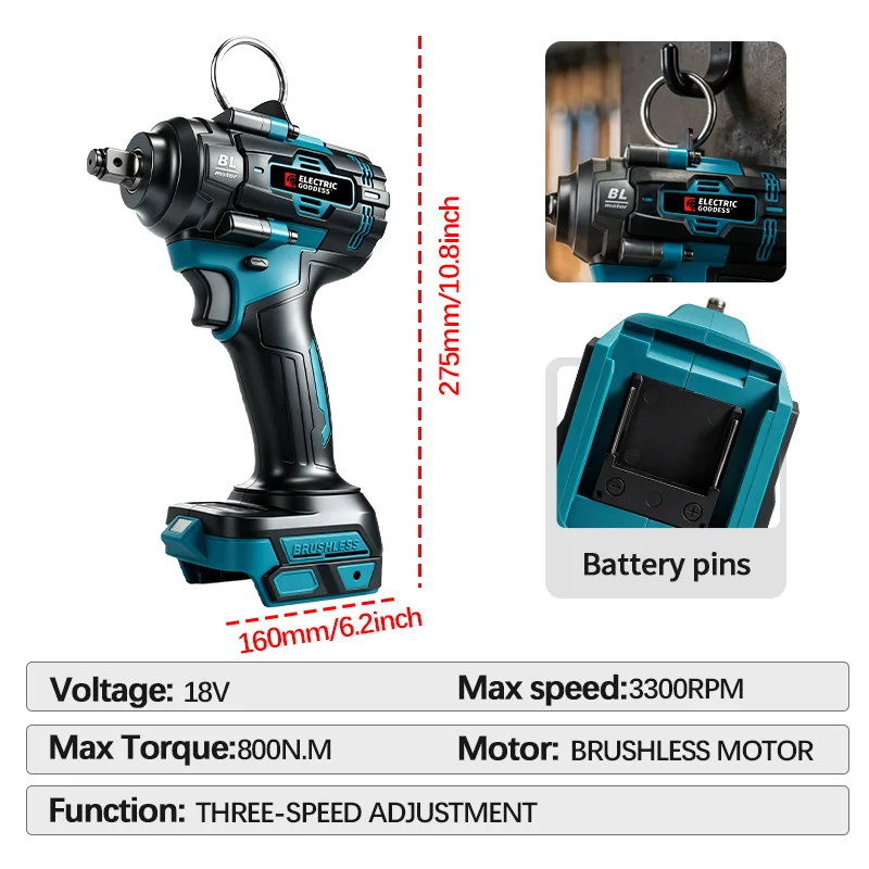 Elektryczny klucz udarowy bezs – Electric Impact Wrench 800Nm recenzja i cena