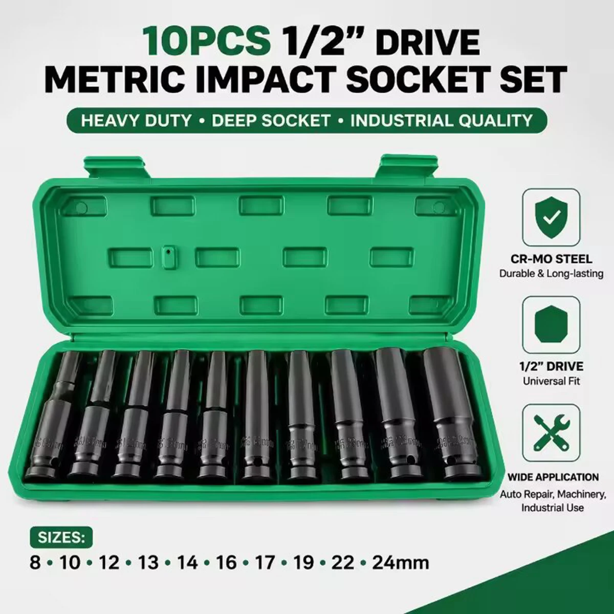 10-częściowy zestaw nasadek gł – Impact Wrench Socket Set Deep recenzja i cena