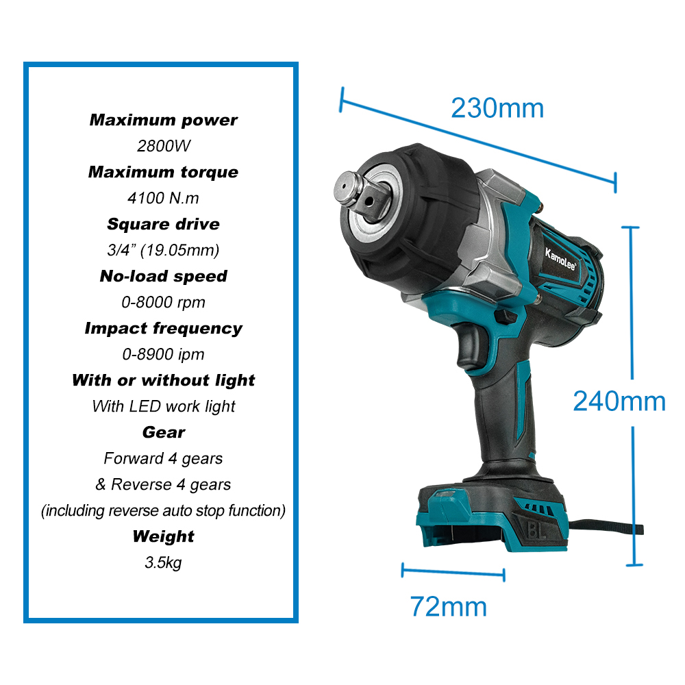 Kamolee 4100N. Klucz udarowy o – Impact Wrench 3/4 Inch High Torque recenzja i cena