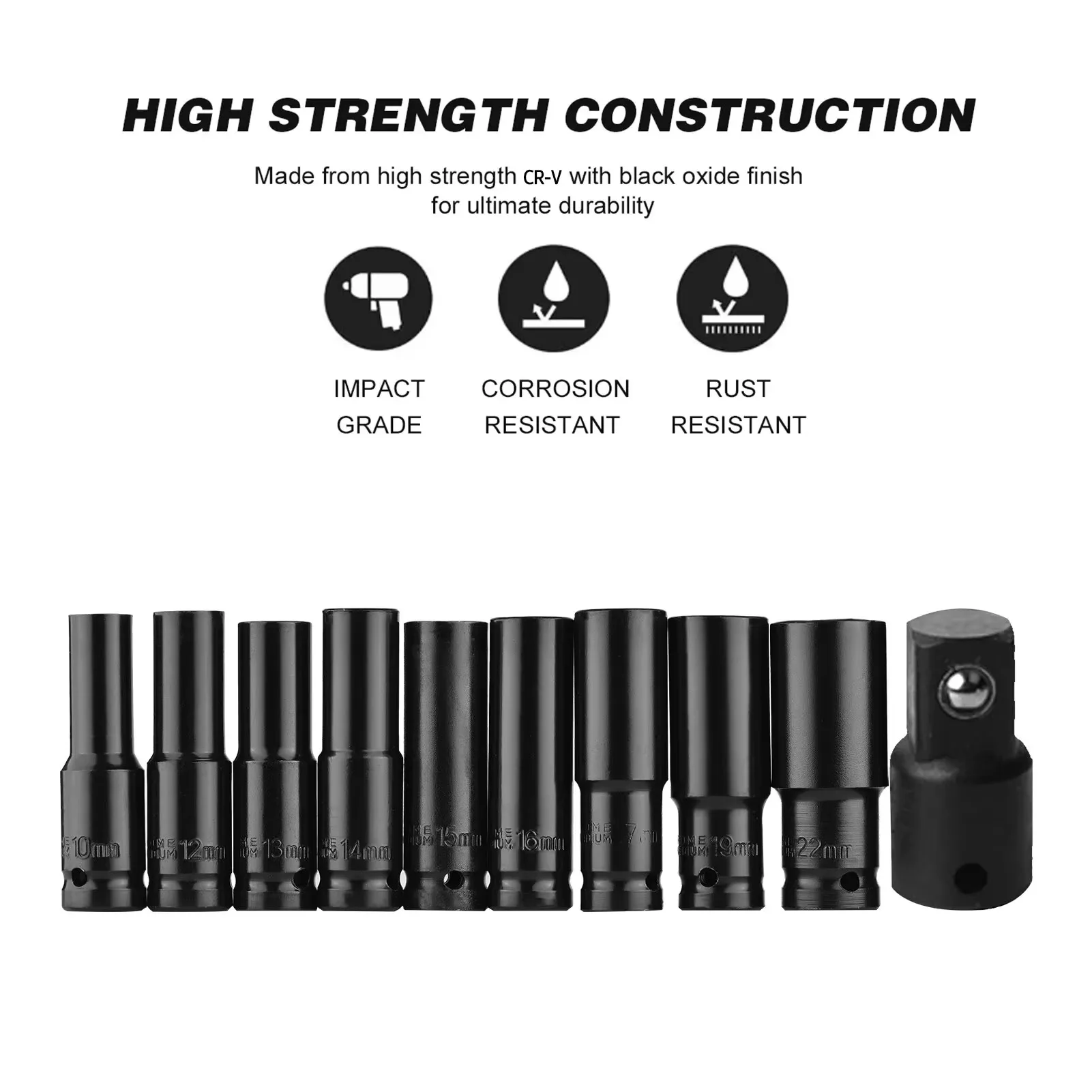 Zestaw 10 szt. nasadek udarowy – Impact Wrench Socket Set Deep recenzja i cena